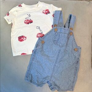 Carter's Blue Overalls and White T-Shirt Set